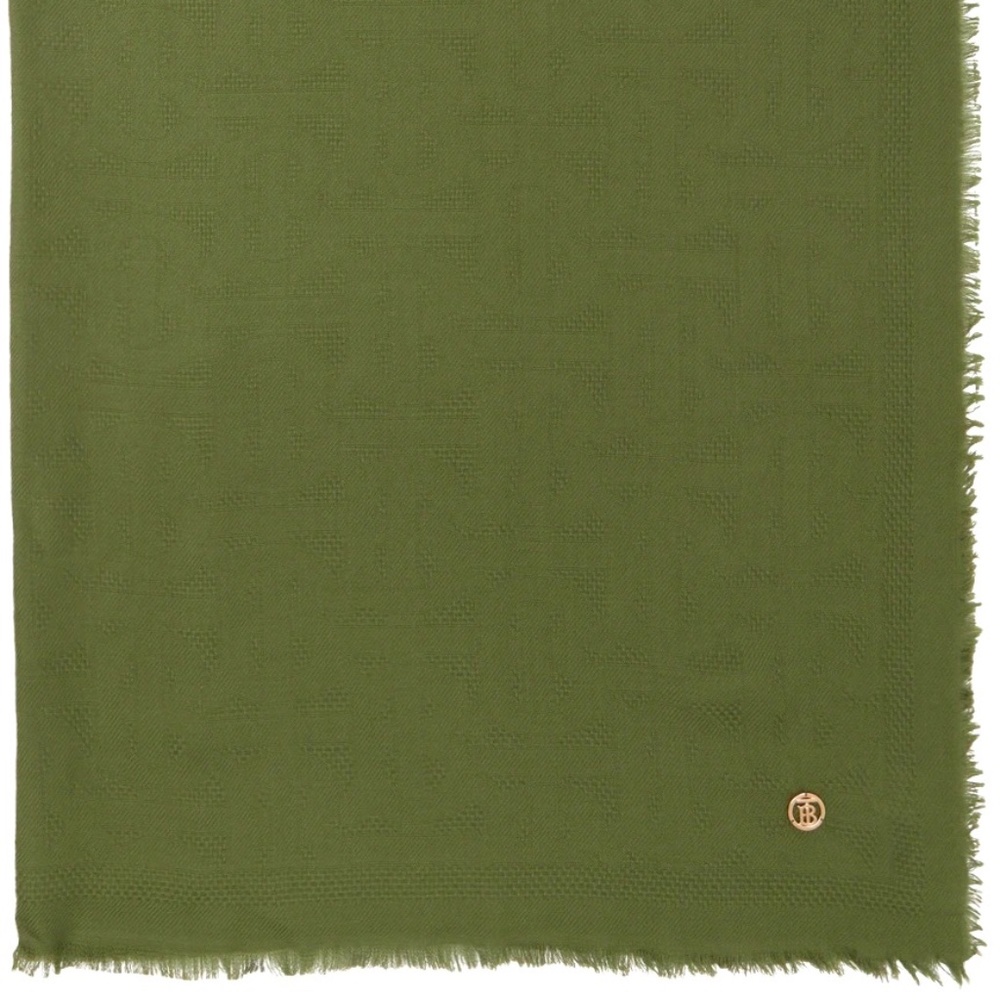 BURBERRY Mixed Stitch Fringe Trim Cashmere Scarf